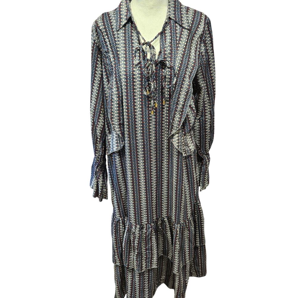 Perry walker collective long sleeve midi dress medium large blue cottage prairie